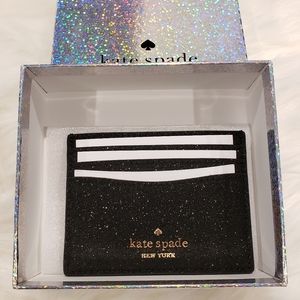 Kate Spade boxed glitter card case black